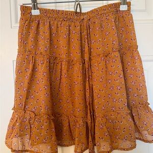 Sienna Sky Floral A-Line Skirt in Mustard